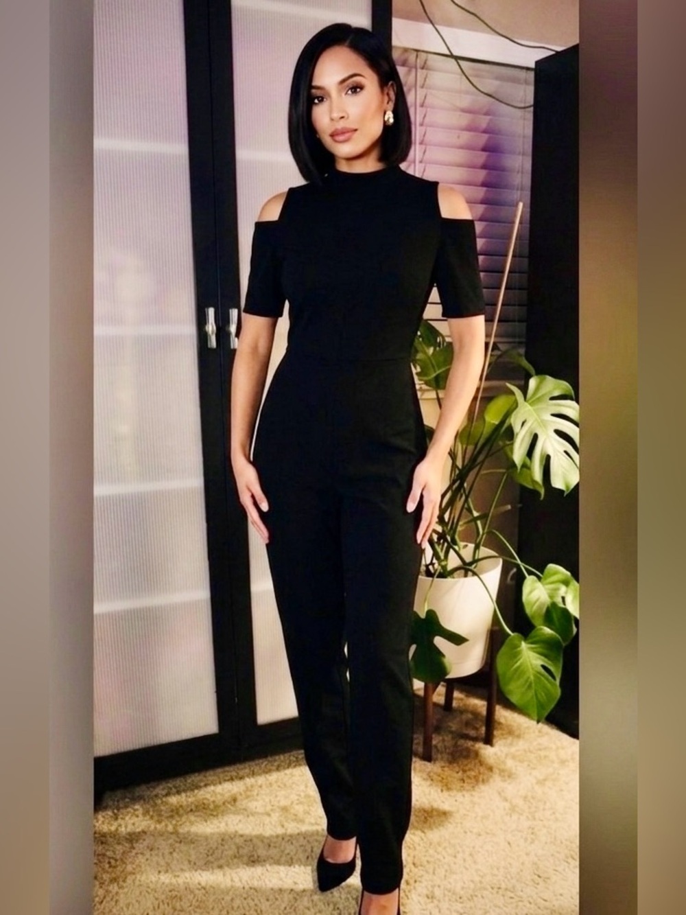 Black Cold-Shoulder Jumpsuit
